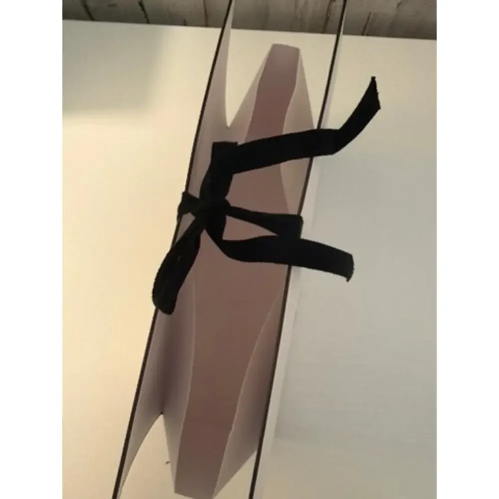 CHANEL White Origami Fold Gift Bag Black Ribbon Handles Boutique Packaging